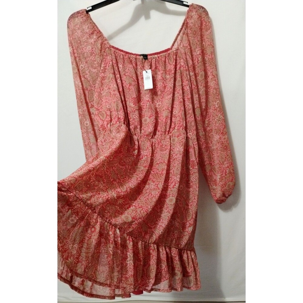 NWT Banana Republic Dress Womens L Coral Chiffon Boho Flounce ($89) - Picture 2 of 9